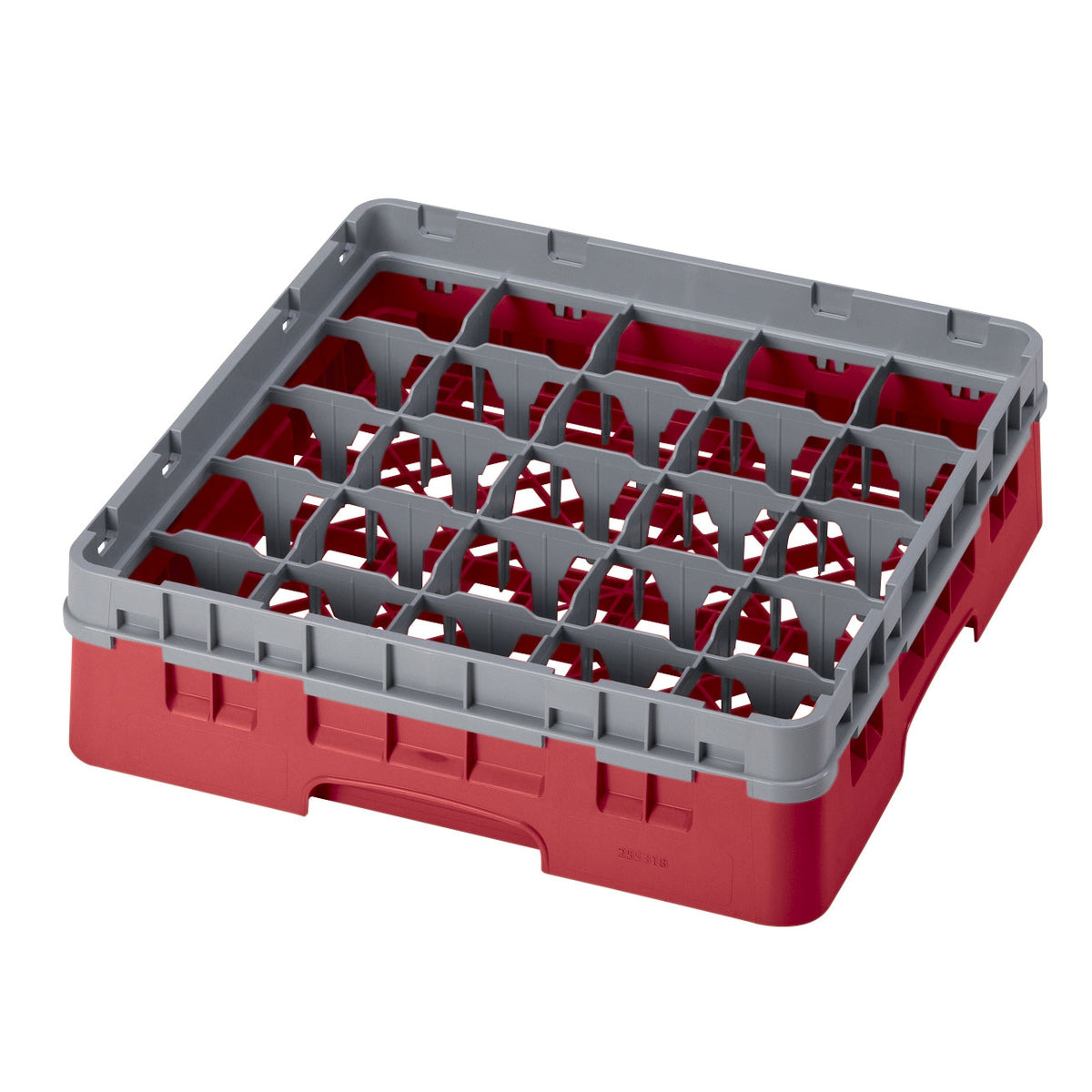 Cambro 25S318163 Camrack Glass Rack, Red, Full Size, 19-3/4 x 19-3/4, 25 Compartments, 3-7/16 Max Dia, HACCP — Case of 5 pieces