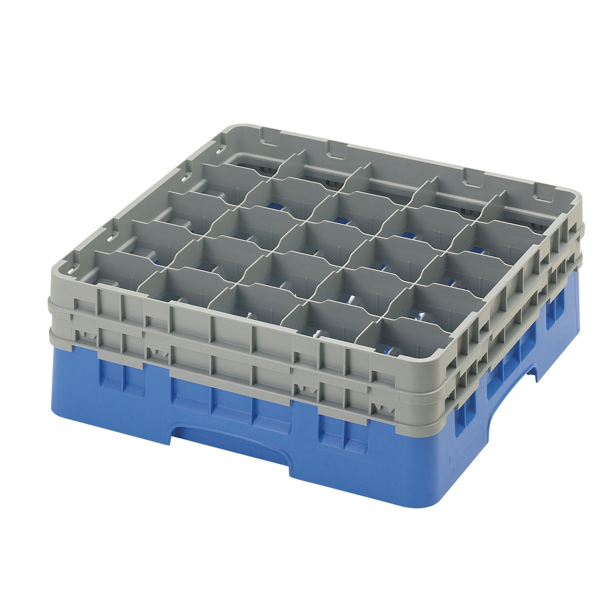 Cambro 25S534168 Camrack Glass Rack, Full Size, Blue, 19-3/4"x19-3/4"x7-1/4", 25 Compartments, 3-7/16" Max Dia, HACCP — Case of 4 pieces