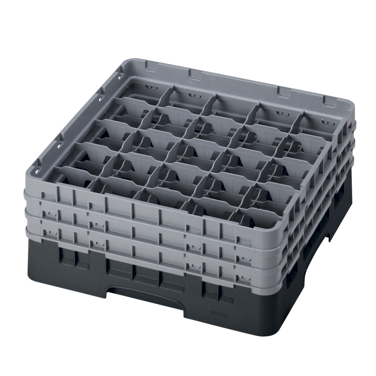 Cambro 25S638110 Camrack Glass Rack, Black, Full Size, 19-3/4 x 19-3/4, 25 Compartments, 3-7/16 Max Dia, 6-7/8 Max Height — Case of 3 pieces
