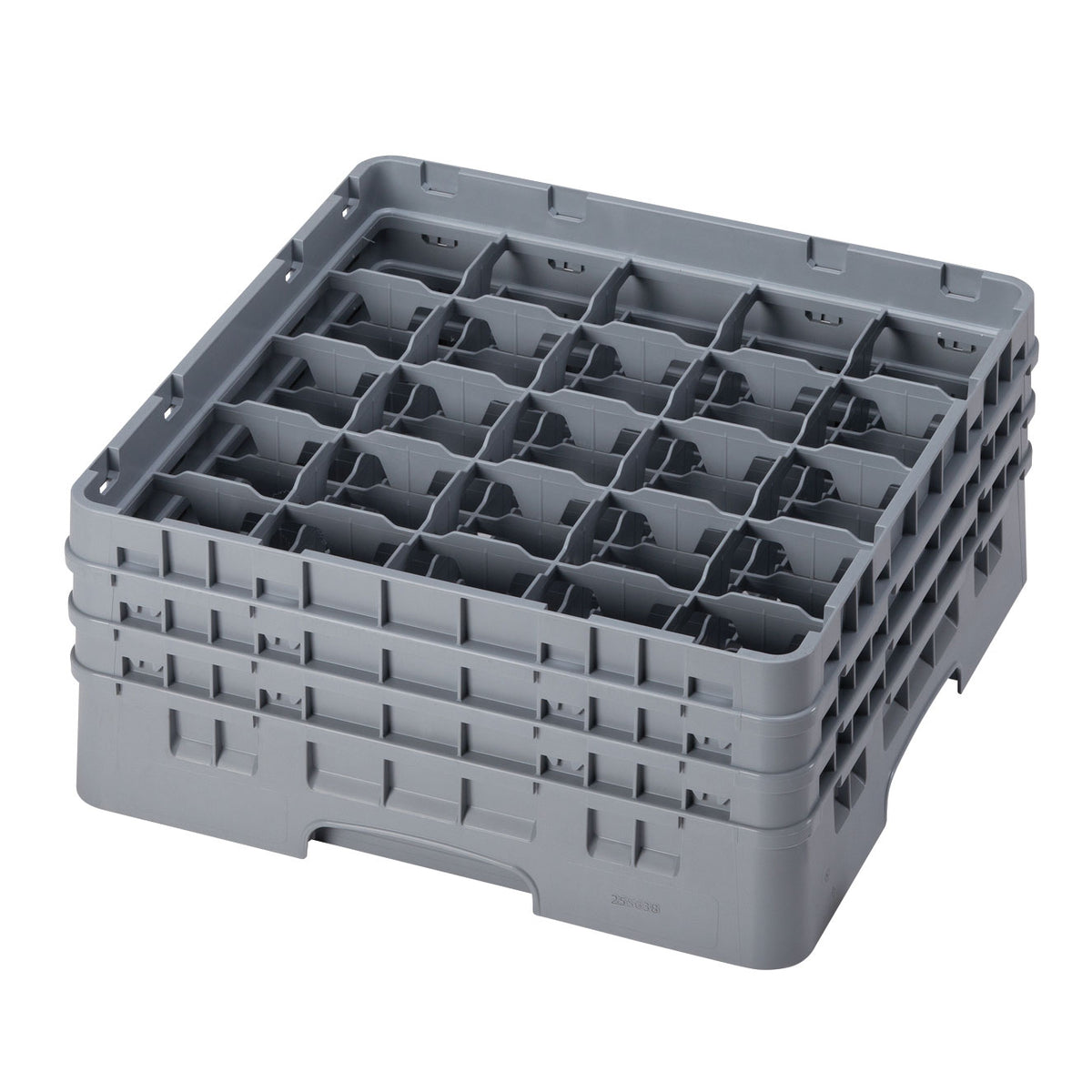 Cambro 25S638151 Camrack Glass Rack, Soft Gray, Full Size, 19-3/4" x 19-3/4", 25 Compartments — Case of 3 pieces