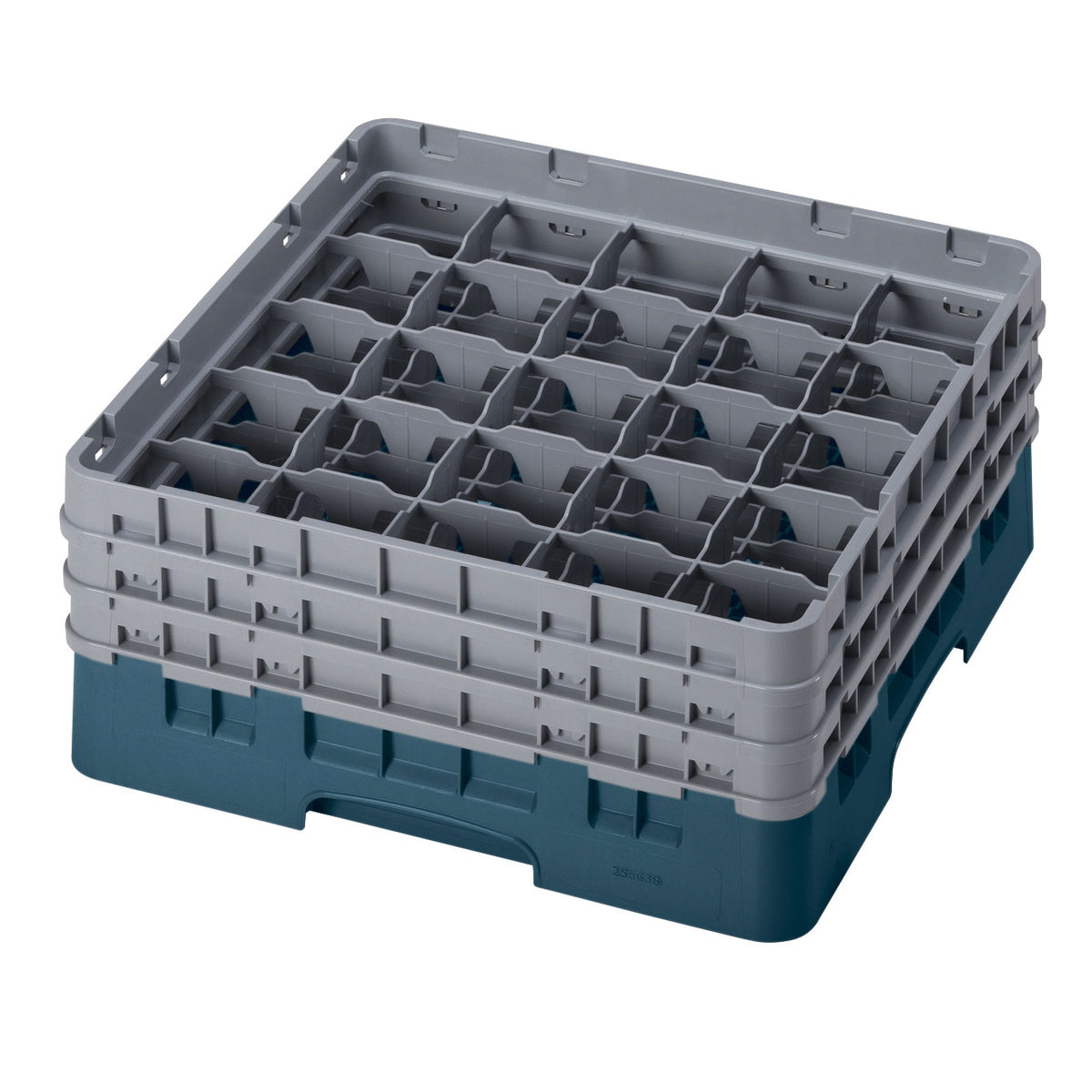 Cambro 25S638414 Camrack Glass Rack, Teal, Full Size, 19-3/4 x 19-3/4, 25 Compartments, 3-7/16 Max Dia, 6-7/8 Max Height — Case of 3 pieces