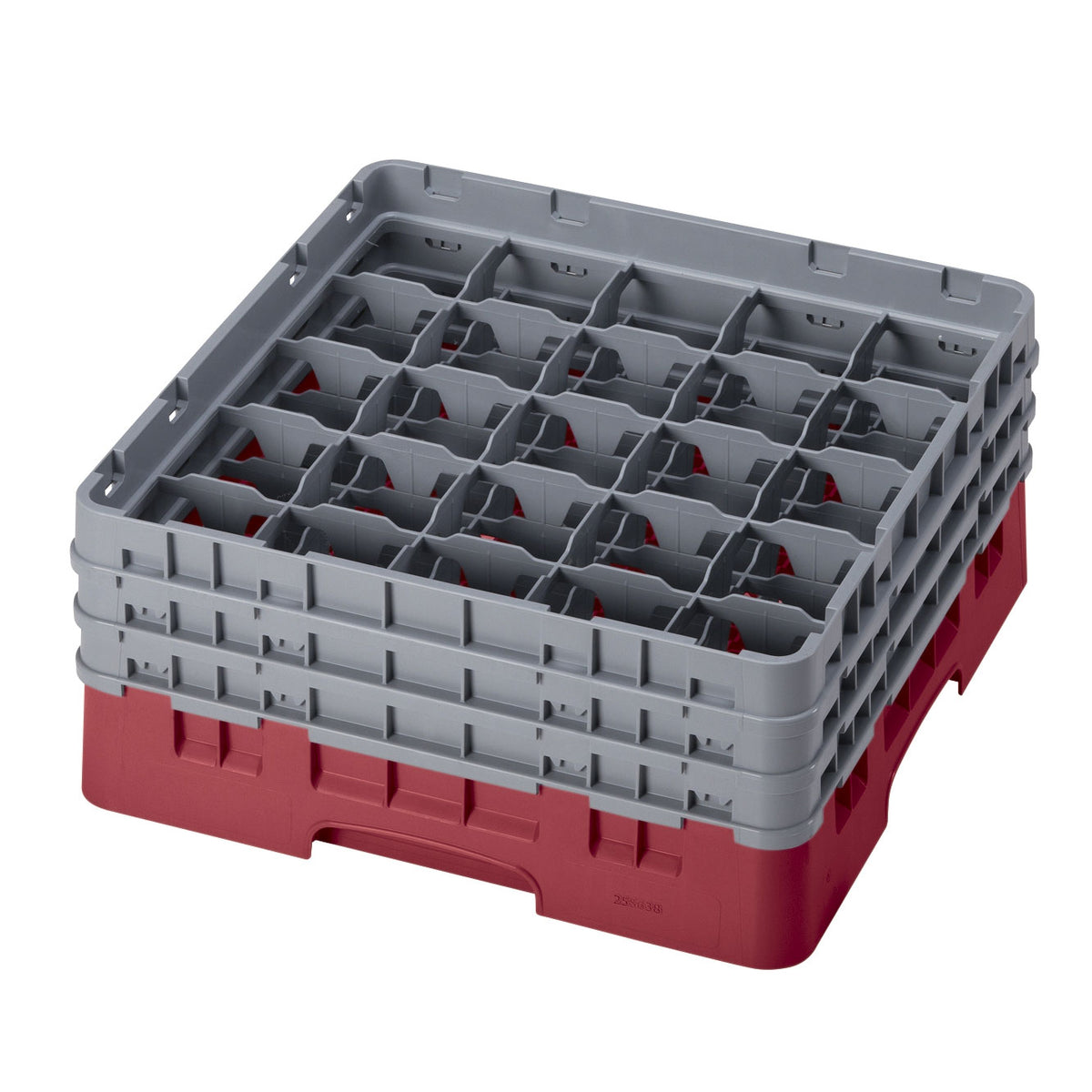 Cambro 25S638416 Camrack Glass Rack, Full Size, 19-3/4 x 19-3/4, 25 Compartments, Cranberry Red, HACCP Compliant — Case of 3 pieces