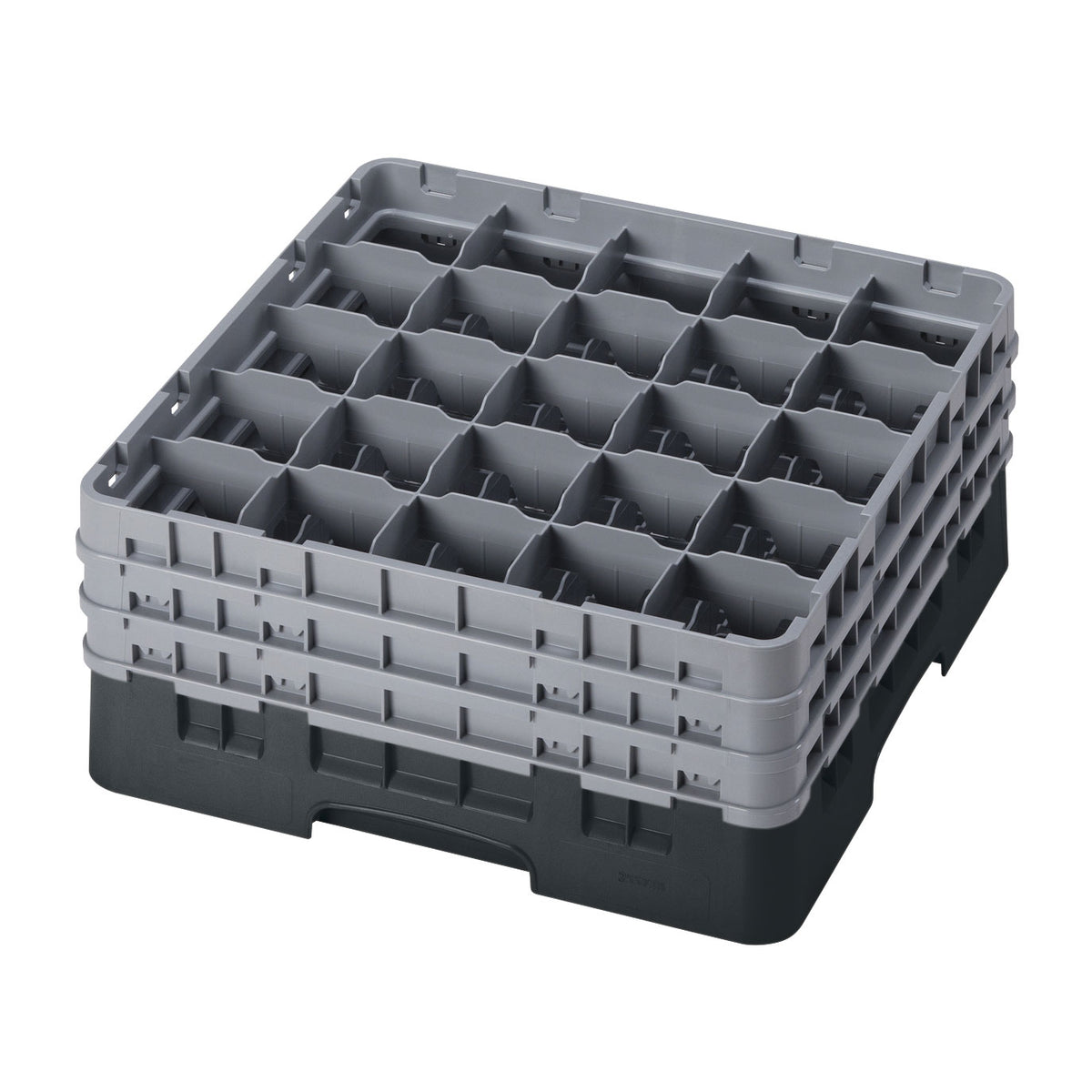 Cambro 25S738110 Camrack Glass Rack, Black, Full Size, 19-3/4 x 19-3/4, 25 Compartments, 3-7/16 Max Dia, HACCP — Case of 3 pieces