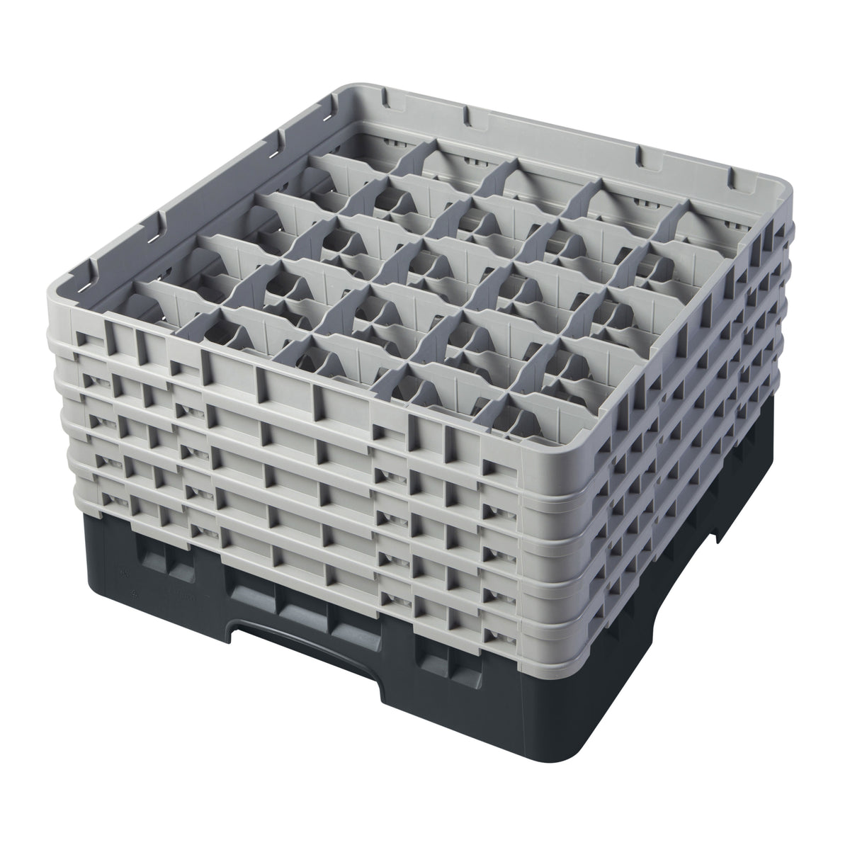 Cambro 25S958110 Camrack Glass Rack, Black, Full Size, 19-3/4 x 19-3/4, 25 Compartments, 3-7/16 Max Dia, HACCP — Case of 2 pieces