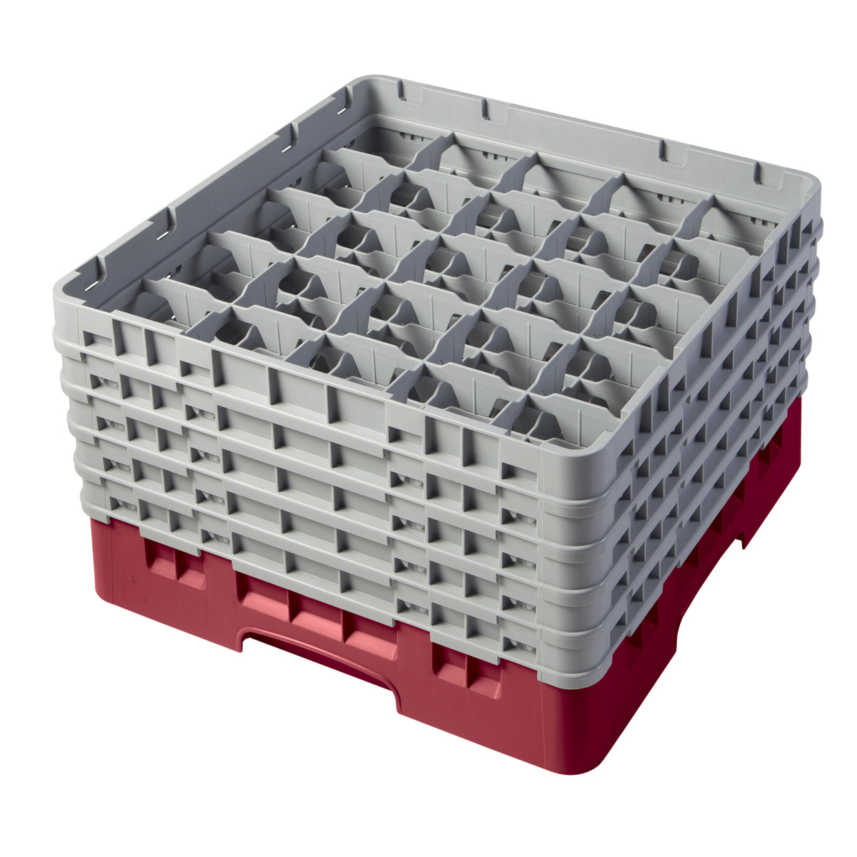 Cambro 25S958416 Camrack Glass Rack, Full Size, 19-3/4 x 19-3/4, 25 Compartments, Cranberry Red — Case of 2 pieces