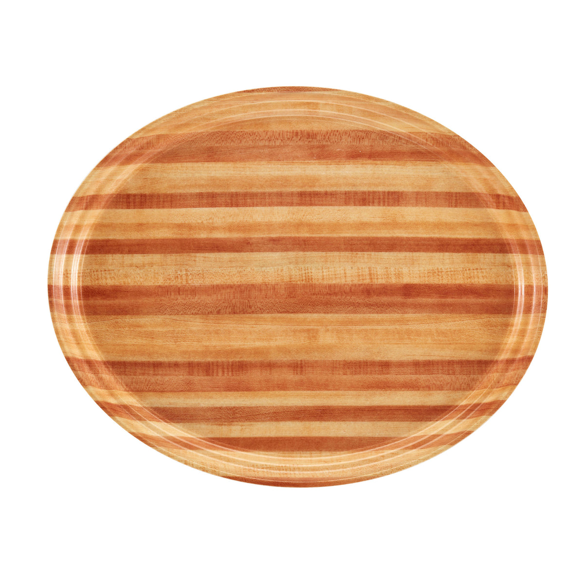 Cambro 2700303 Oval Serving Tray, 22" x 26-7/8" Fiberglass, Wood Design, Dishwasher Safe, NSF — Case of 6 pieces