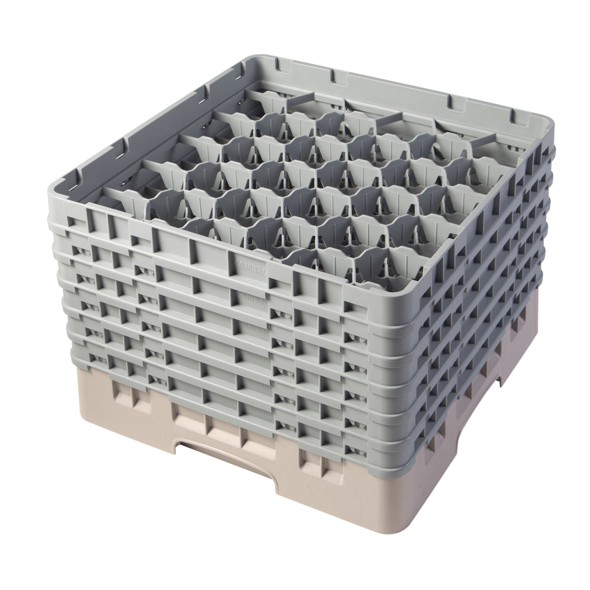 Cambro 30S1114184 Camrack Glass Rack, Full Size, Beige, 30 Compartments, 19-3/4" x 19-3/4", HACCP Compliant — Case of 2 pieces