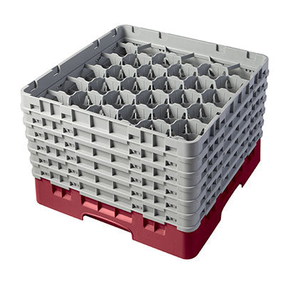 Cambro 30S1114416 Camrack Glass Rack, Full Size, 19-3/4" x 19-3/4", 30 Compartments, Cranberry Red, HACCP Compliant — Case of 2 pieces