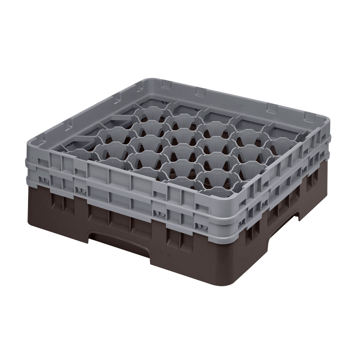 Cambro 30S434167 Camrack Glass Rack, Brown, Full Size, 19-3/4 x 19-3/4, 30 Compartments, 3-1/8 Max Dia, HACCP — Case of 4 pieces