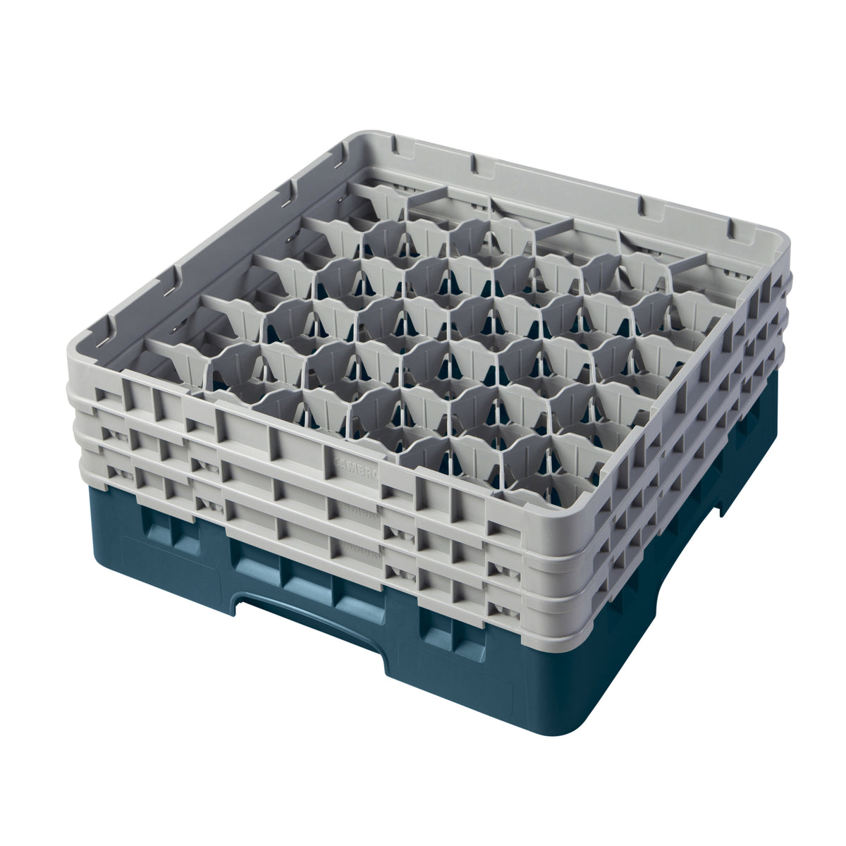 Cambro 30S638414 Camrack Glass Rack, Teal, Full Size, 19-3/4 x 19-3/4, 30 Compartments, 3-1/8 Max Dia, HACCP — Case of 3 pieces
