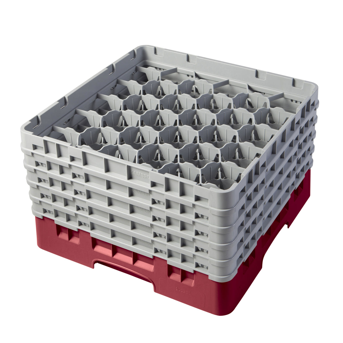 Cambro 30S958416 Camrack Glass Rack, Full Size, 19-3/4 x 19-3/4, 30 Compartments, Cranberry Red — Case of 2 pieces