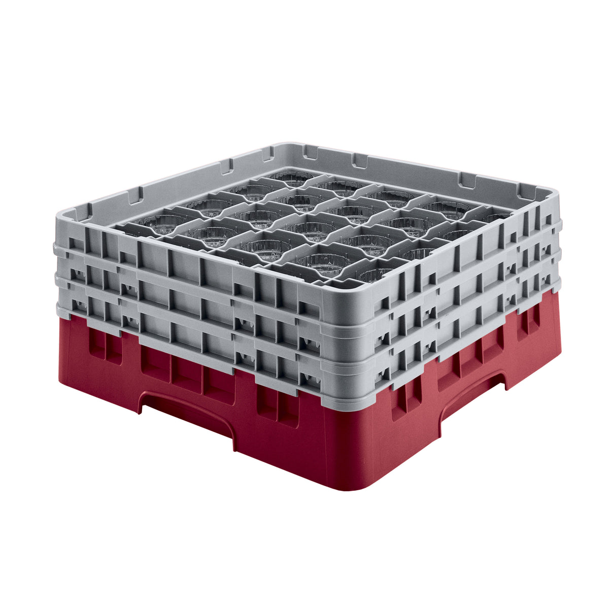 Cambro 36S534416 Camrack Glass Rack, Full Size, 19-3/4 x 19-3/4, 36 Compartments, Cranberry Red, HACCP Compliant — Case of 4 pieces
