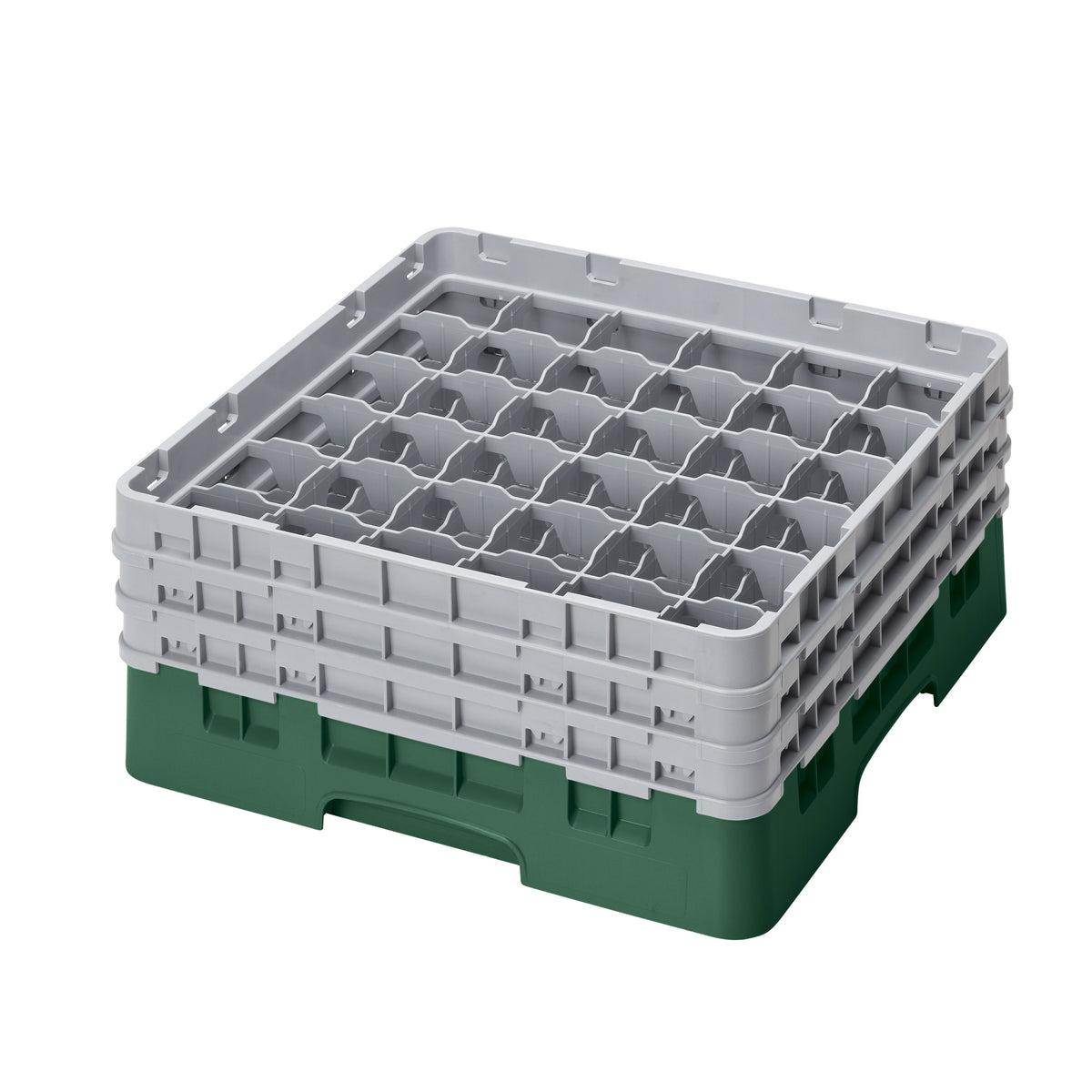 Cambro 36S638119 Camrack Glass Rack, Sherwood Green, Full Size, 19-3/4 x 19-3/4, 36 Compartments, 2-7/8 Max Dia, 6-7/8 Max Height — Case of 3 pieces