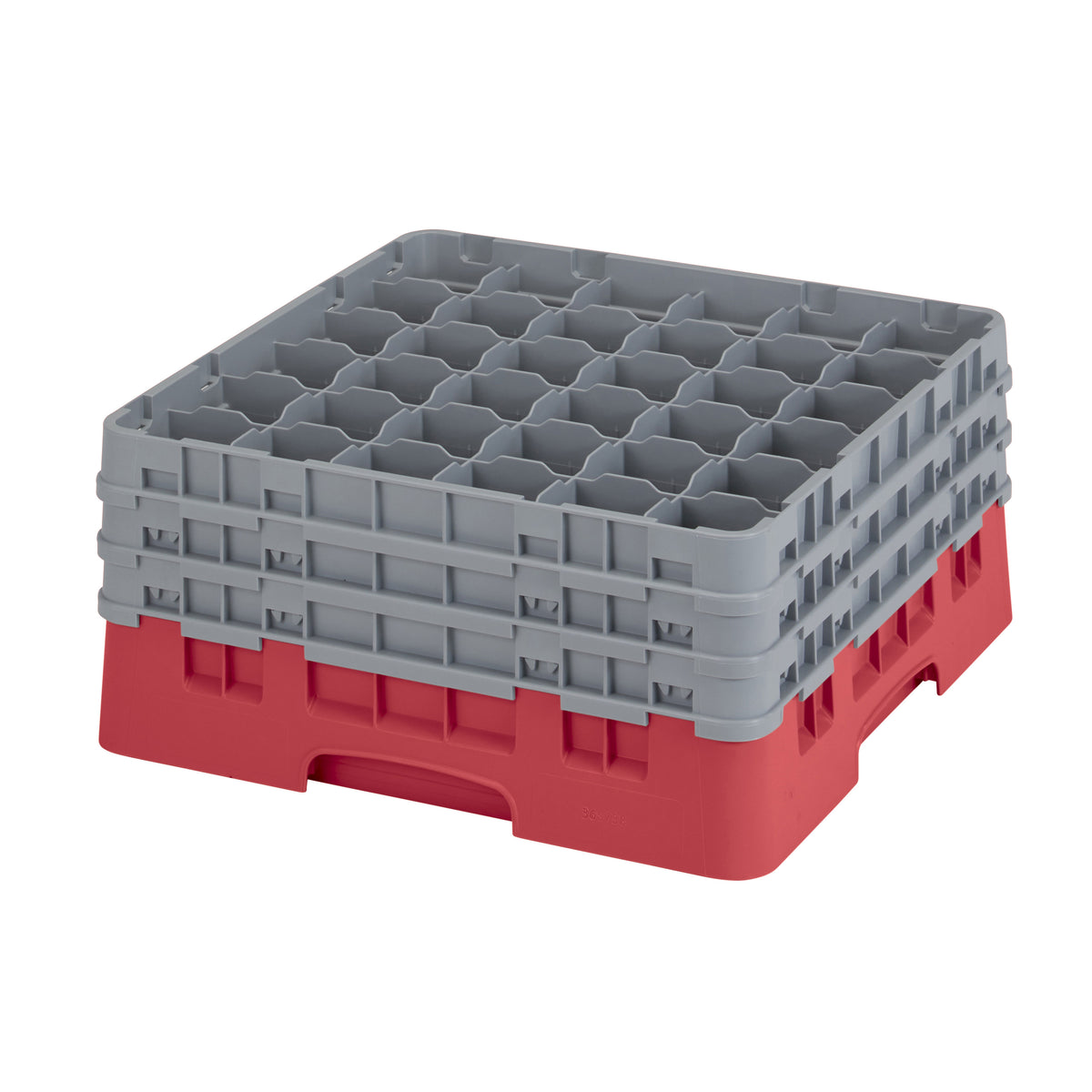 Cambro 36S738163 Camrack Glass Rack, Red, Full Size, 19-3/4 x 19-3/4, 36 Compartments — Case of 3 pieces
