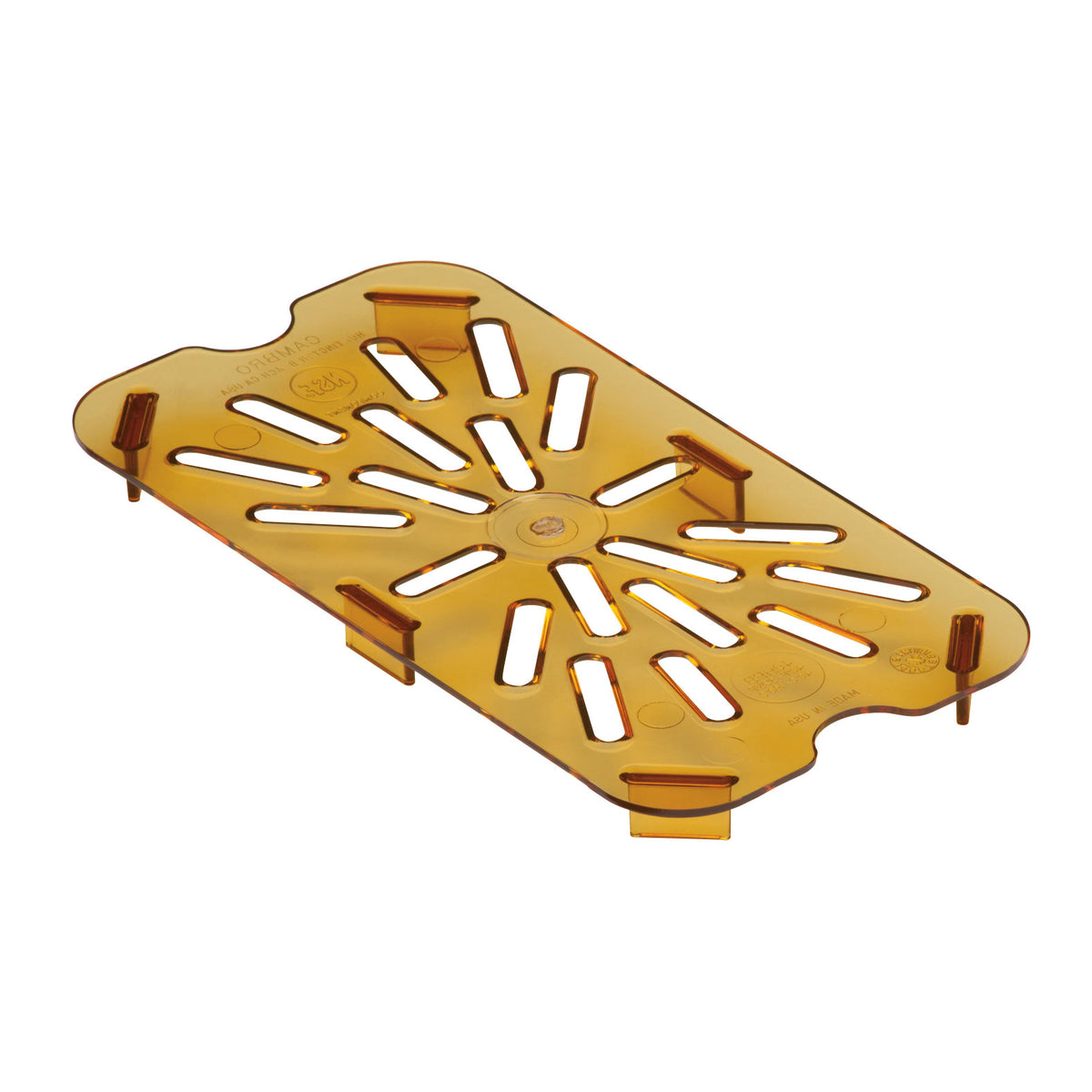 Cambro 40HPD150 H-Pan Drain Shelf, 1/4-Size Amber Poly Pan, -40°F to 300°F, NSF — Case of 6 pieces