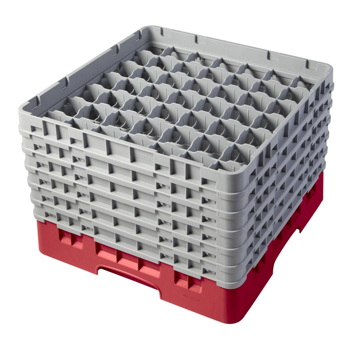 Cambro 49S1114163 Camrack Glass Rack, Red, Full Size, 19-3/4" x 13-3/4", 49 Compartments, 2-7/16" Max Dia — Case of 2 pieces