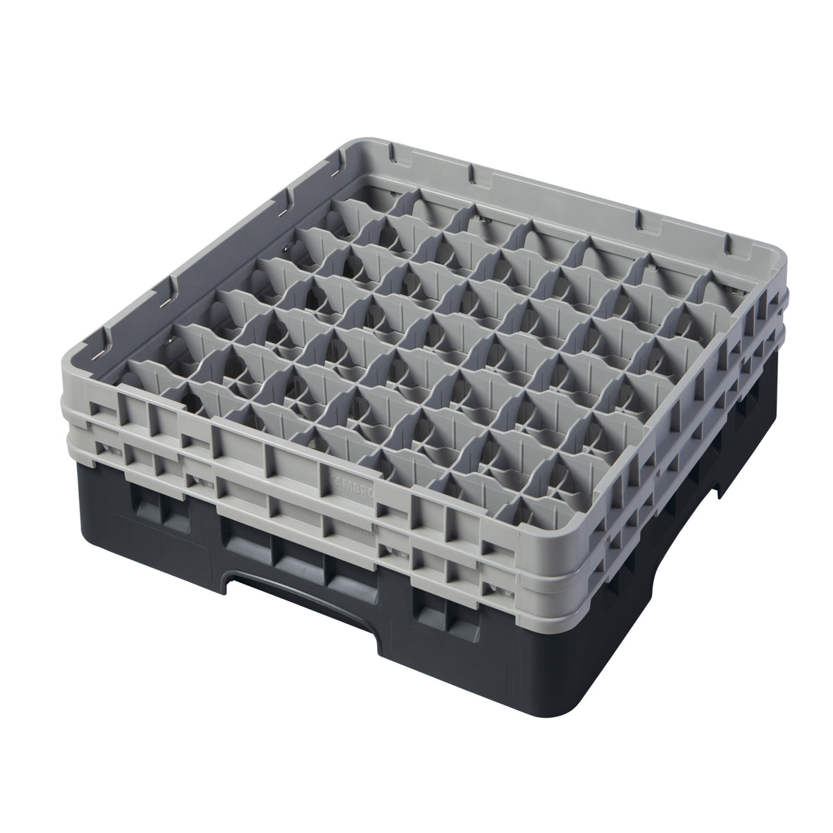 Cambro 49S434110 Camrack Glass Rack, Black, Full Size, 19-3/4 x 19-3/4, 49 Compartments, 2-7/16 Max Dia, 5-1/4 Max Height — Case of 4 pieces