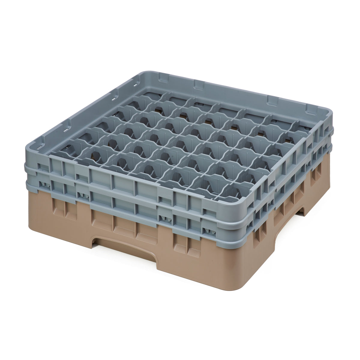 Cambro 49S434184 Camrack Glass Rack, Full Size, 19-3/4 x 19-3/4, 49 Compartments, Beige, HACCP — Case of 4 pieces