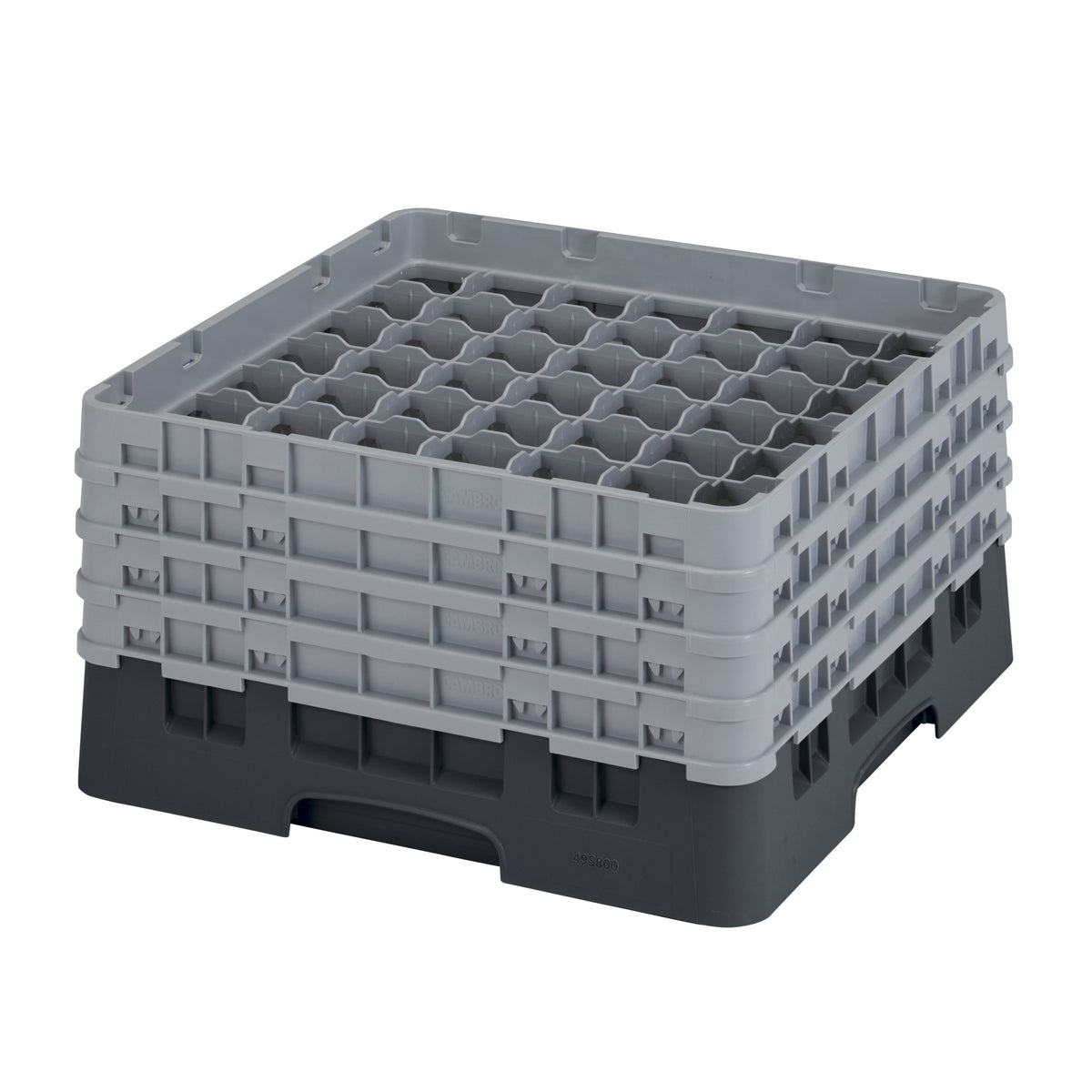 Cambro 49S800110 Camrack Glass Rack, Full Size, 19-3/4 x 19-3/4 x 10-1/2, Black, 49 Compartments, 2-7/16 Max Dia, 8-1/2 Max Height, HACCP Compliant, NSF Certified — Case of 2 pieces
