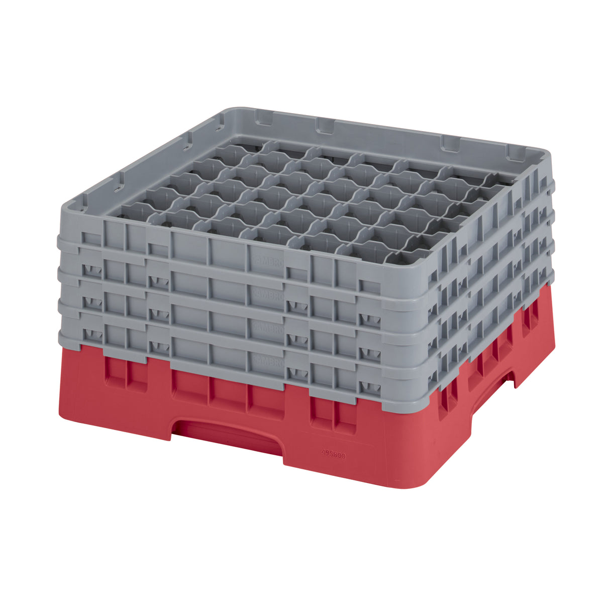 Cambro 49S800163 Camrack Glass Rack, Full Size, Red, 19-3/4 x 19-3/4 x 10-1/2, 49 Compartments, 2-7/16 Max Dia, HACCP Compliant, NSF Certified — Case of 2 pieces