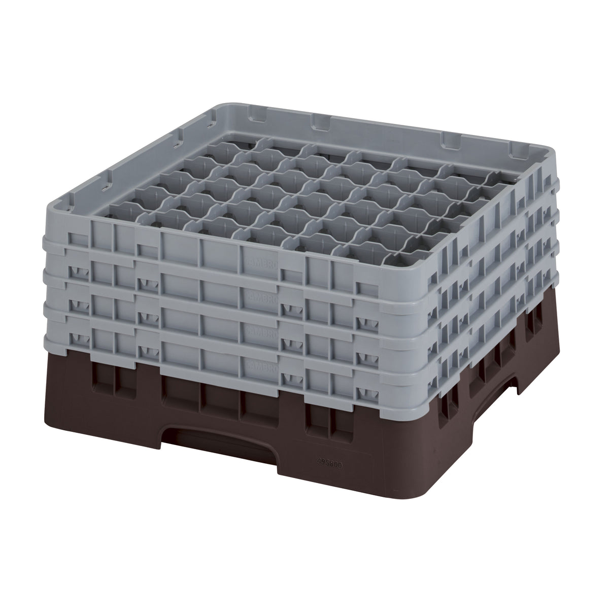 Cambro 49S800167 Camrack Glass Rack, Full Size, 19-3/4 x 19-3/4 x 10-1/2, 49 Compartments, Brown, HACCP Compliant, NSF Certified — Case of 2 pieces