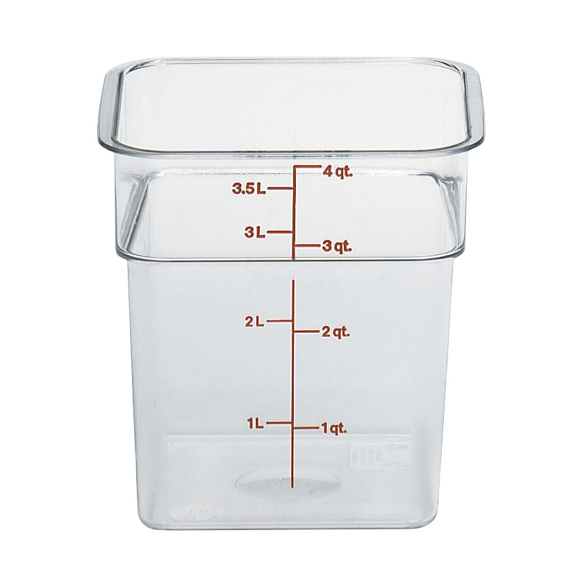 Cambro 4SFSCW135 CamSquare 4-Qt Square, Clear PC, 7.25" L x 7.25" W x 7.38" H, NSF — Case of 6 pieces