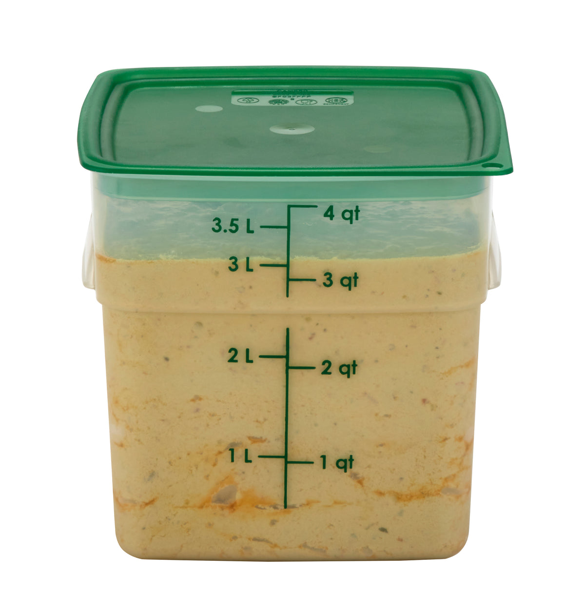 Cambro 4SFSPROPP190 CamSquare 4-Qt Container, 7.5"L x 7.5"W x 7.2"H, Green Polypropylene — Case of 6 pieces