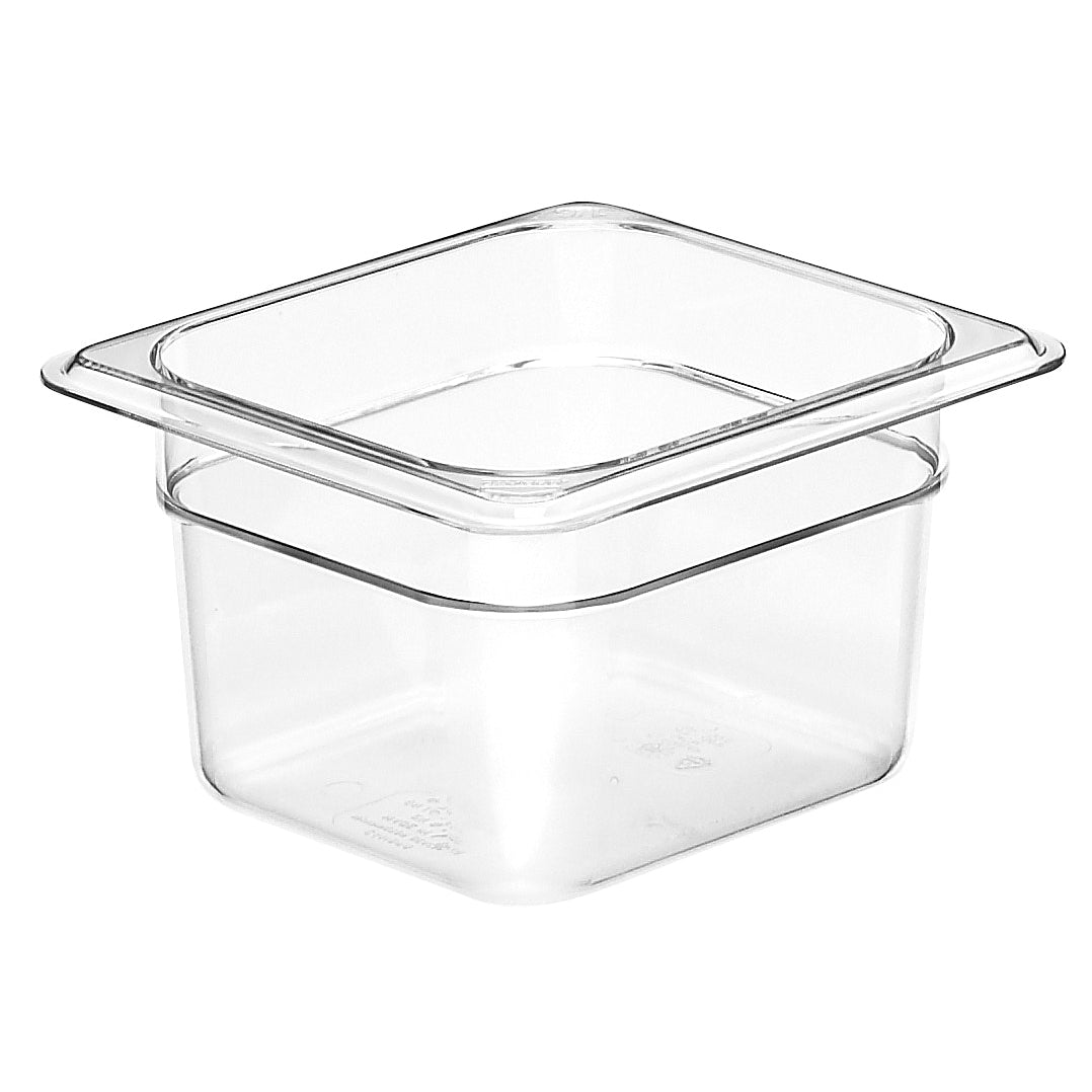 Cambro 64CW135 Camwear Food Pan 1/6 Size 1.6 Qt Capacity 4" Deep Clear Polycarbonate NSF — Case of 6 pieces