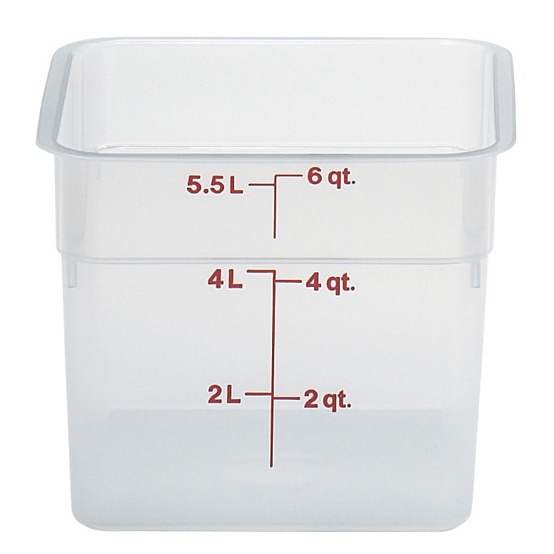 Cambro 6SFSPP190 Container, 6 Qt, 8-3/8" Square x 7-1/4" High, Translucent PP, NSF — Case of 6 pieces