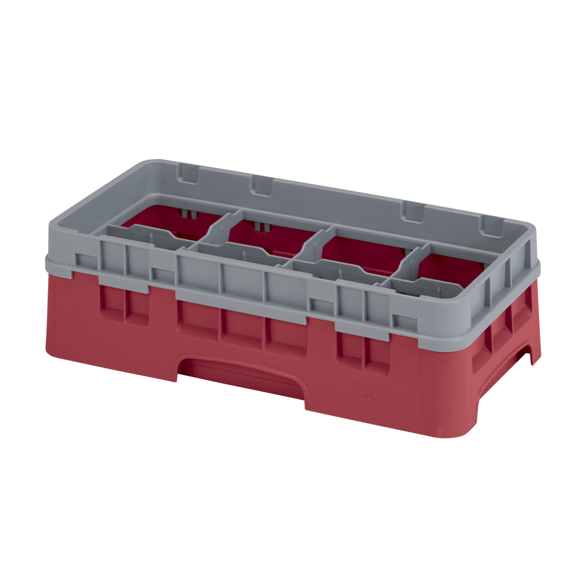 Cambro 8HS318416 Camrack Glass Rack, Half Size, Cranberry, 10 x 19.75 x 5.625, 8 Compartments, 4.0625 Max Dia, HACCP Compliant — Case of 5 pieces