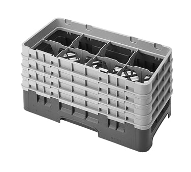 Cambro 8HS800167 Camrack Glass Rack, Half Size, Brown, 10x19.75x10.5in, 8 Compartments, 4.06in Max Dia, HACCP Compliant, NSF Certified — Case of 2 pieces