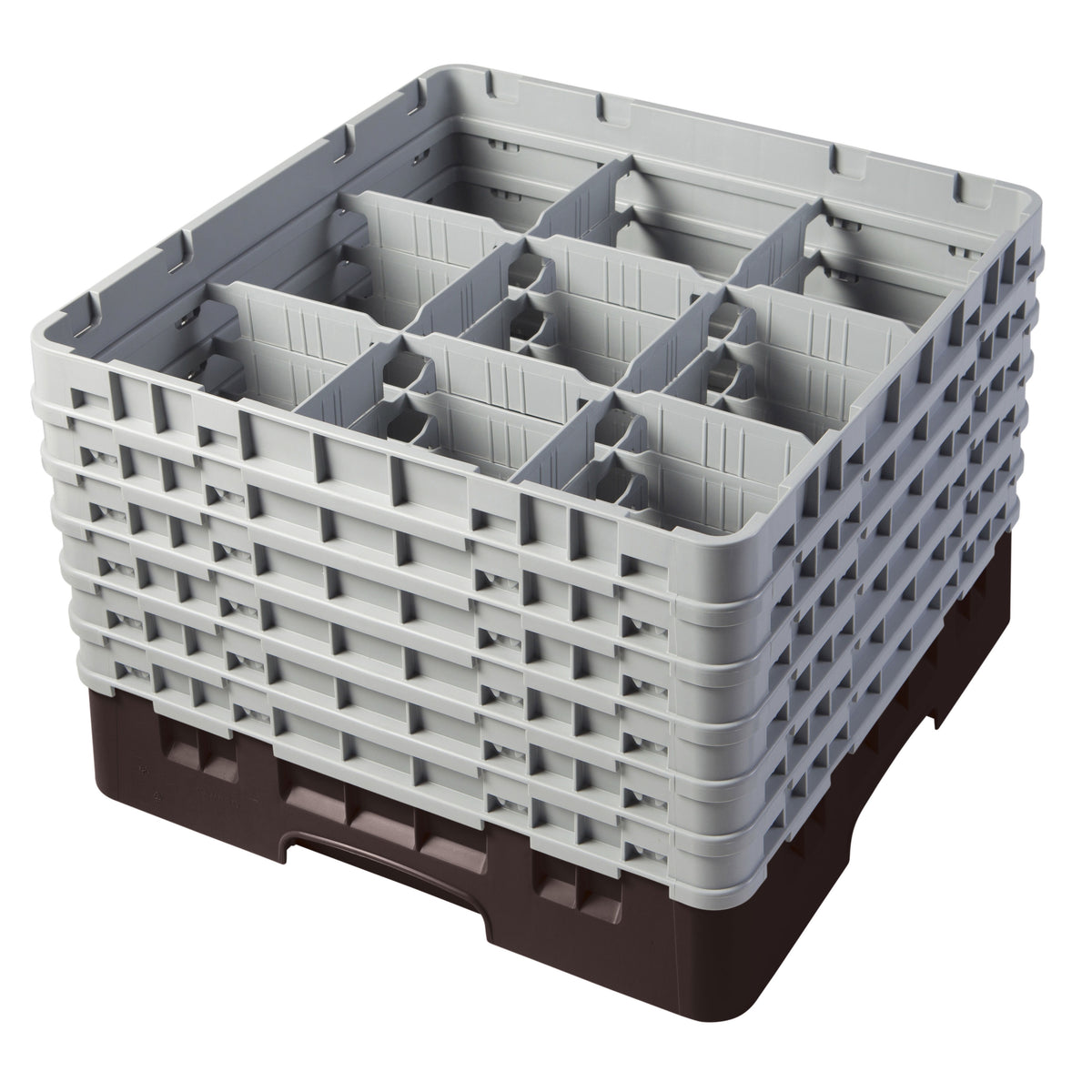 Cambro 9S1114167 Camrack Glass Rack, Full Size, Brown, 19-3/4 x 19-3/4 x 13-3/4, 9 Compartments, 5-7/8 Max Dia, HACCP Compliant — Case of 2 pieces