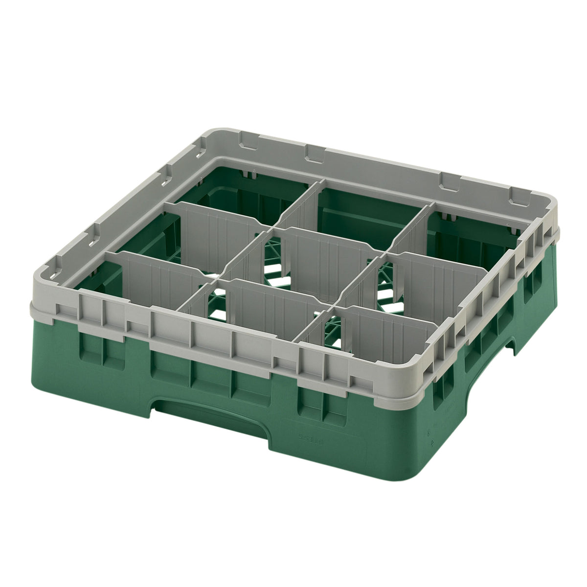 Cambro 9S318119 Camrack Glass Rack, Sherwood Green, Full Size, 19-3/4 x 19-3/4, 9 Compartments, 5-7/8 Max Dia, HACCP Compliant — Case of 5 pieces