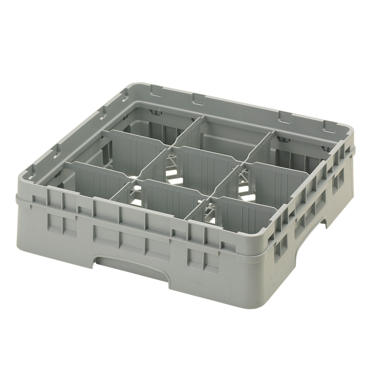 Cambro 9S318151 Camrack Glass Rack, Soft Gray, Full Size, 19-3/4 x 19-3/4 x 5-5/8, 9 Compartments, 5-7/8 Max Dia, HACCP Compliant, NSF — Case of 5 pieces
