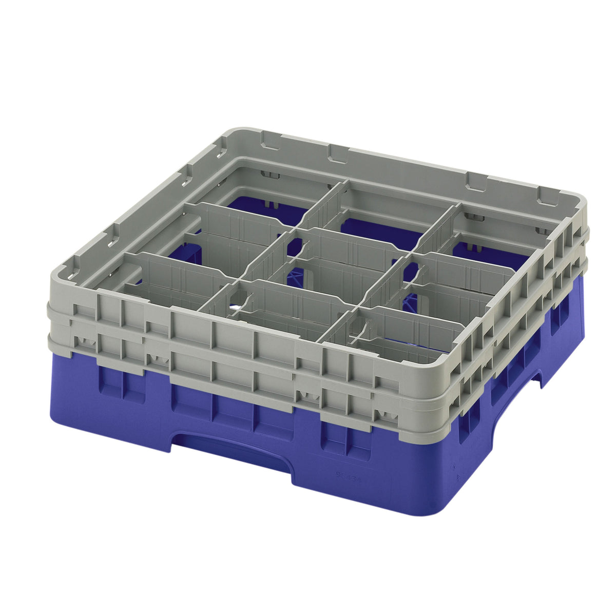 Cambro 9S434186 Camrack Glass Rack, Navy Blue, Full Size, 19-3/4 x 19-3/4, 9 Compartments, 5-7/8 Max Dia, HACCP Compliant — Case of 4 pieces