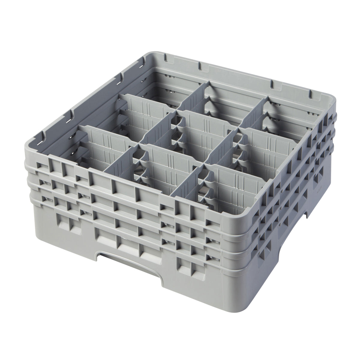 Cambro 9S638151 Camrack Glass Rack, Full Size, Soft Gray, 19-3/4 x 19-3/4, 9 Compartments, 5-7/8 Max Dia, HACCP Compliant, NSF Certified — Case of 3 pieces