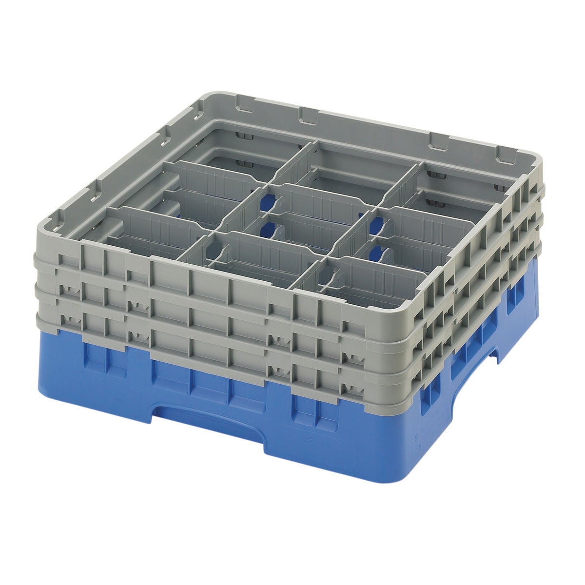 Cambro 9S638168 Camrack Glass Rack, Full Size, Blue, 19-3/4" x 19-3/4" x 8-7/8", 9 Compartments, 5-7/8" Max Diameter, HACCP Compliant, NSF — Case of 3 pieces