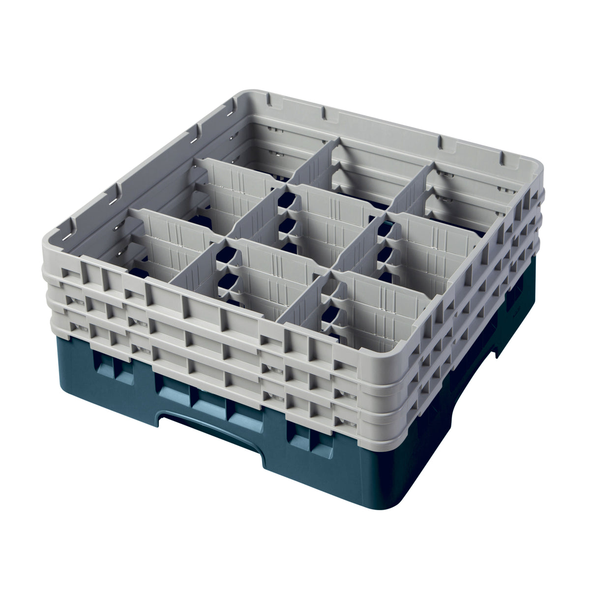 Cambro 9S638414 Camrack Glass Rack, Full Size, Teal, 19-3/4 x 19-3/4 x 8-7/8, 9 Compartments, 5-7/8 Max Dia, HACCP Compliant, NSF — Case of 3 pieces