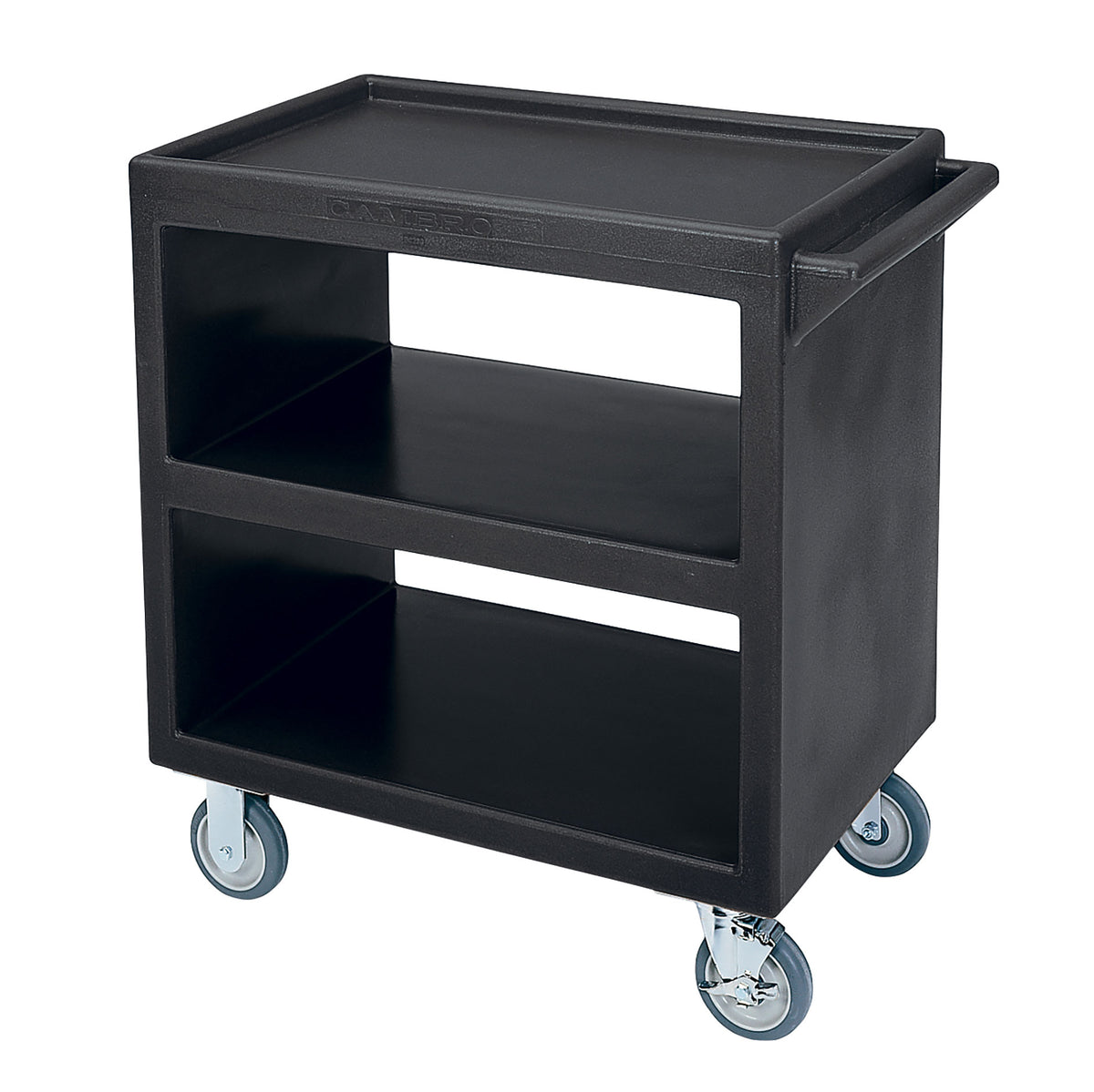 Cambro SC230110 NSF Black Polyethylene 3-Shelf Service Cart - 33.25" x 20" x 34.63"