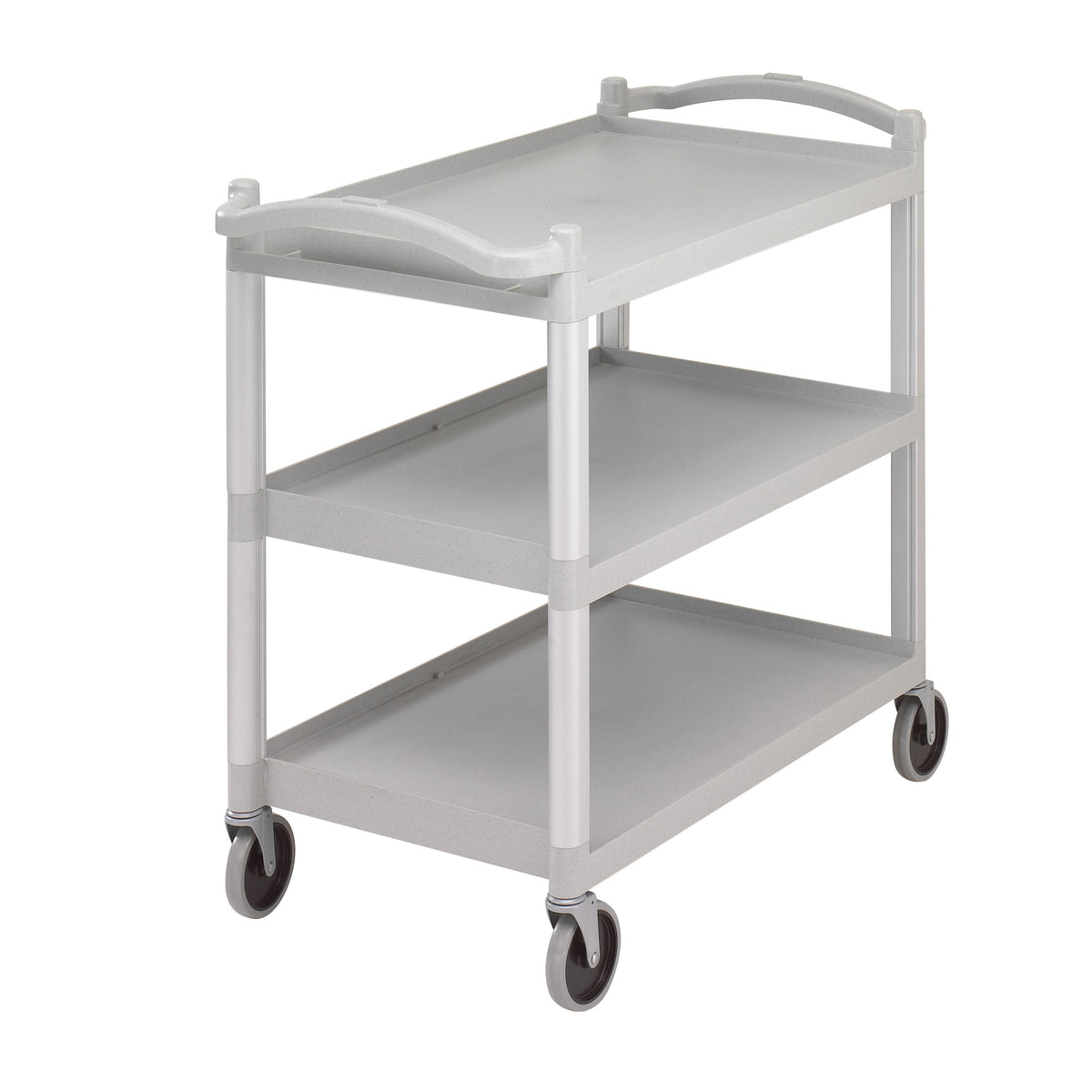 Cambro BC340KD480 Speckled Gray Polyethylene 3-Shelf Utility Cart w/ 400 lb Capacity