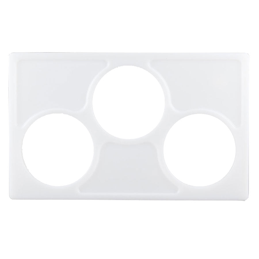 Cambro CPH3191 Crock Holder 12-7/8" x 20-7/8" Plastic Gray, 3 Round Cutouts, Holds 1.5 Qt & 2.7 Qt