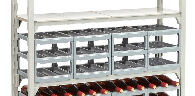 Cambro CSWRKIT18P12151 Camshelivng Wine Rack Kit includes: pack of each wine rack 18" cradles and bags of each connectors (32 total connectors), gray