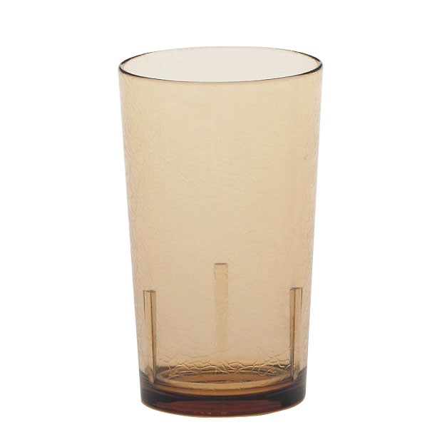 Cambro D12609 Tumbler, 12 oz Amber, 2-15/16" Diameter, Crackled SAN Plastic, Rolled Rim, USA — Case of 36 pieces