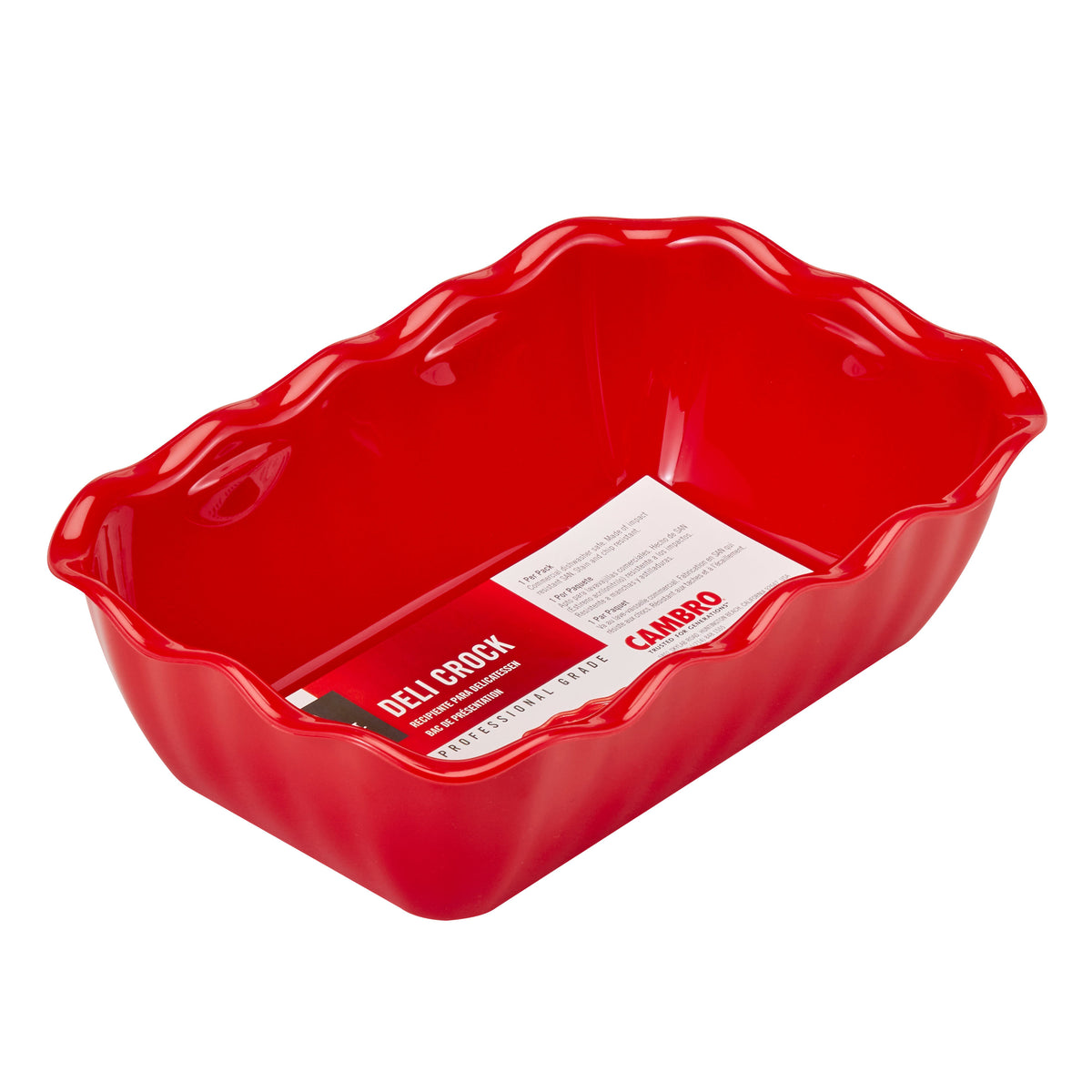 Cambro DC5404 - 2.2 Qt Rect Deli Crock, 10-5/16" x 6-13/16" Red SAN, NSF, Impact/Chip Resistant — Case of 6 pieces
