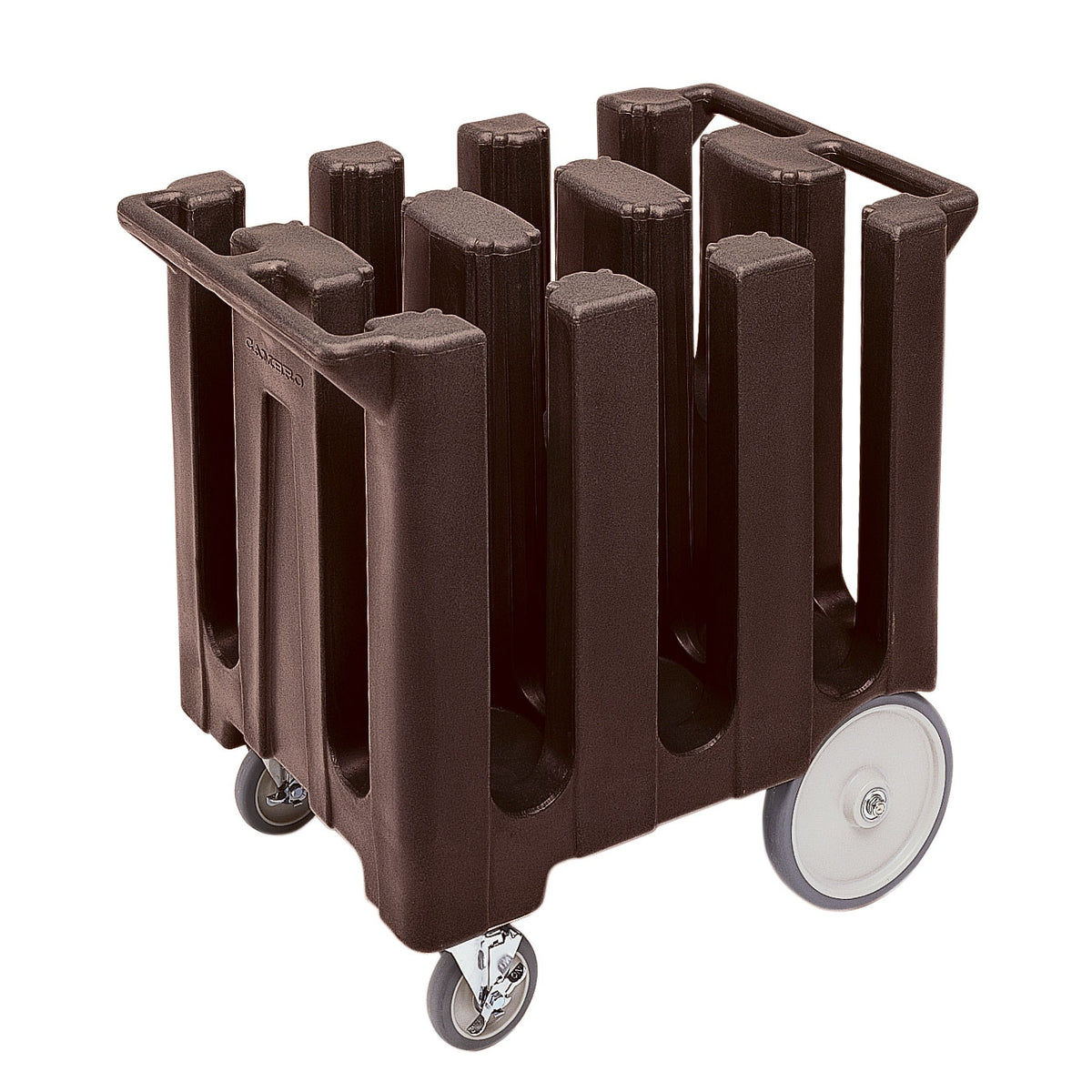 Cambro DC700131 6 Column Dark Brown Polyethylene Dish Caddy Cart 360 Plates 32.625"W x 23.5"L x 31.75"H