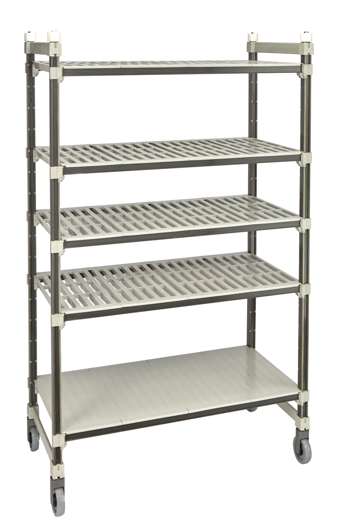 Cambro EMT245480VS5480 Camshelving Elements XTRA 24"D x 54"L x 80"H 4-Tier Track Shelving System, 900 lbs, Speckled Gray