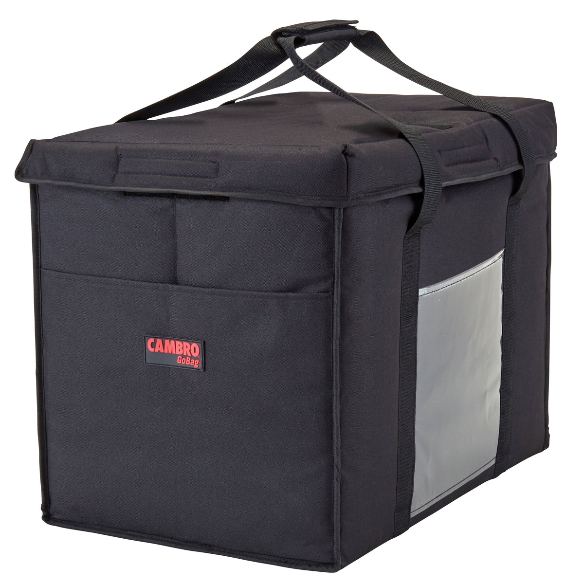 Cambro GBD211417110 GoBag Delivery Bag, Large 21"x14"x17", Black Nylon, Folding, Velcro Lid, High Density Insulation — Case of 4 pieces