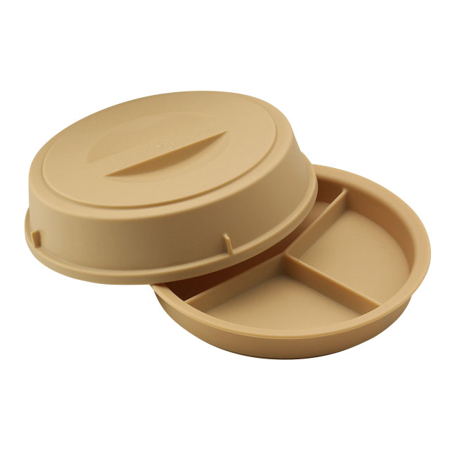 Cambro HK93CW133 Base & Cover, 9-1/2-Inch 3-Compartment Beige Polycarbonate, NSF, Made in USA — Case of 6 pieces