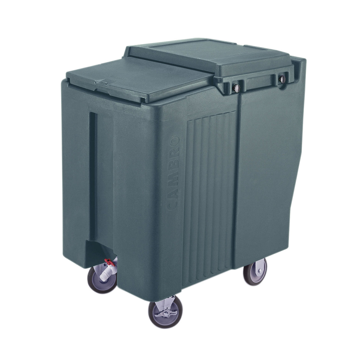 Cambro ICS175T191 Plastic Tall Mobile Ice Bin / Ice Caddy, 175 lb, Granite Gray