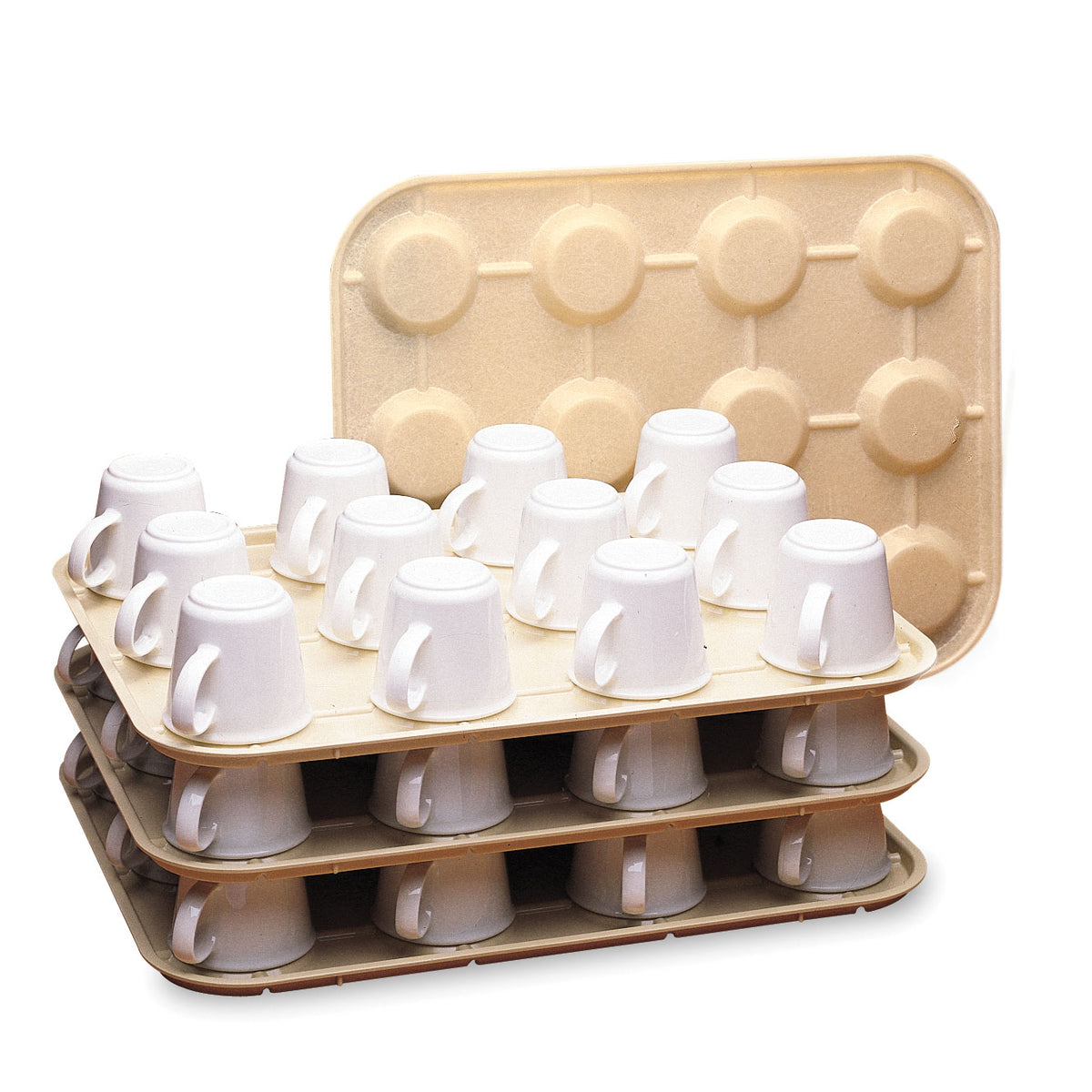 Cambro KK1200133 Kup Keeper, 13-15/16" x 17-7/8", Holds 12 Cups, Dishwasher Safe, Stackable, Regal Plastic, Beige — Case of 12 pieces